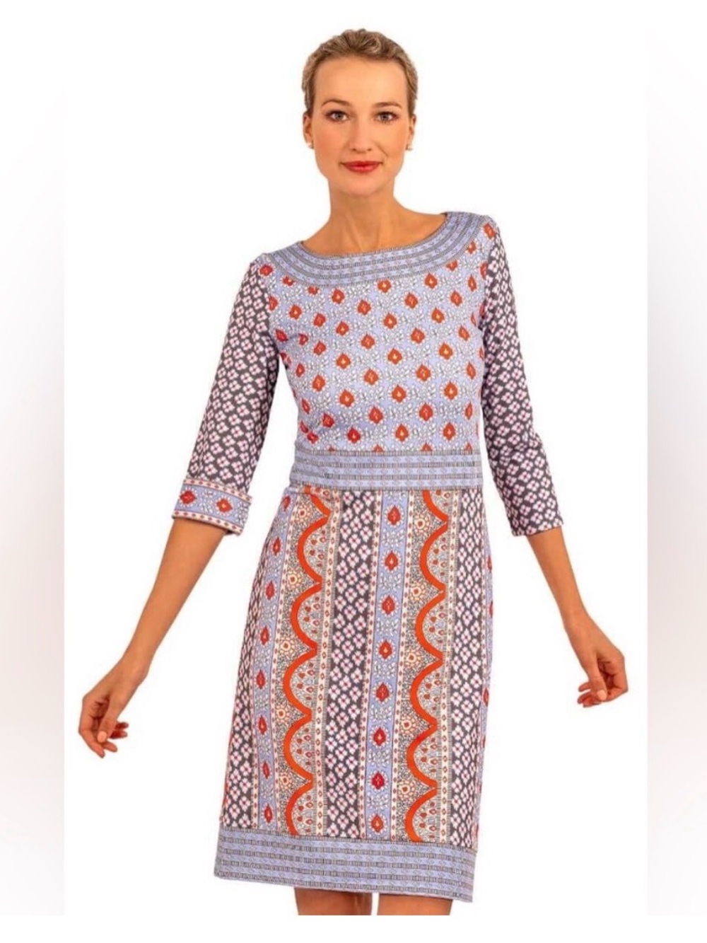 Gretchen Scott Drop Waist Dress Paisley Park Periwinkle Sz Large